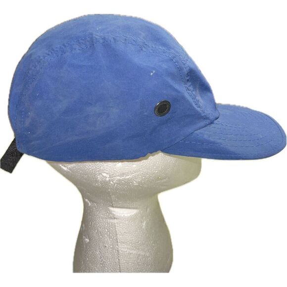 Vintage Panel Blue Hat Cap Adjustable Buckle Back Lightweight Fabric Made in USA - Picture 4 of 7